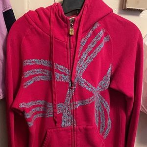 Pink TNA zip up sweater